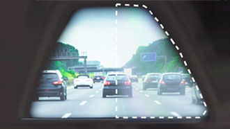 MTF contrast map of ADAS camera system with a plastic foil covering the right image side