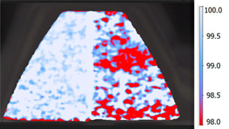 MTF contrast map MTF %