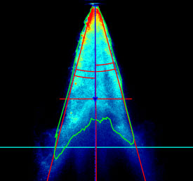 Axial spray cuts-plume geometry and propagation